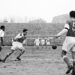 Photo taken in 1953 shows Moroccan football player Larbi Benbarek (L) fighting for the ball.   AFP PHOTO / AFP PHOTO / STRINGER