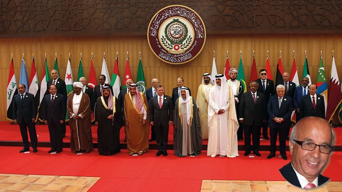 Arab leaders pose for a group photo during the Arab League summit in the Jordanian Dead Sea resort of Sweimeh on March 29, 2017.
Arab leaders are set to meet in Jordan for their annual summit with no expected breakthrough on resolving conflicts or "terrorism" in the region. / AFP PHOTO / Khalil MAZRAAWI