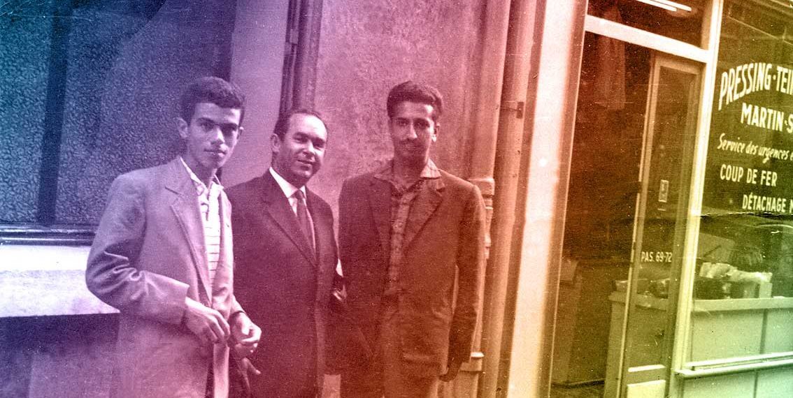 Mehdi Ben Barka à Paris avec Fathallah Oualalou (g.) et Abdellatif Jebrou (dr.).